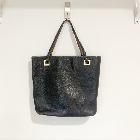 kate spade Handbags - Vintage Kate Spade Black Leather Tote Bag Purse